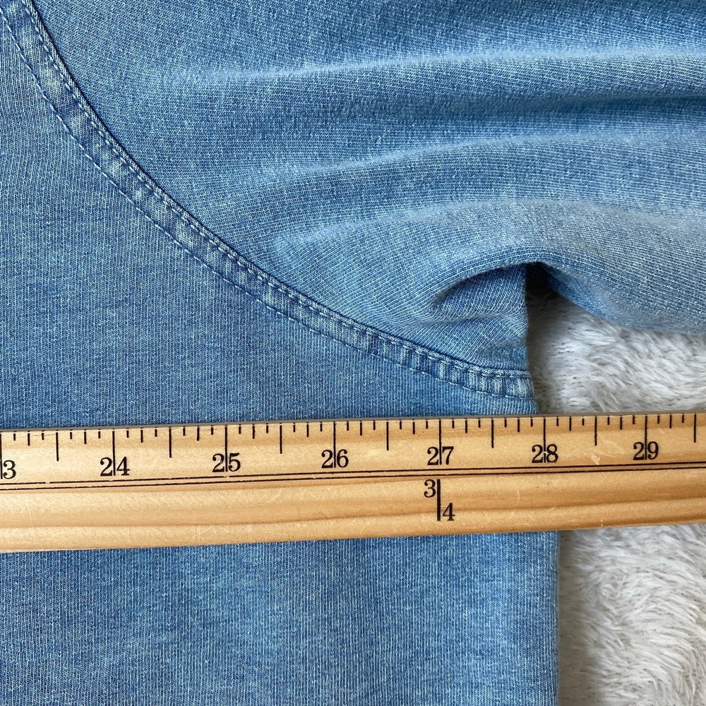 Jane & Delancey Chambray Knit Shirt Shacket Women 3X Coastal Quilted Cuffs NWT - Picture 4 of 11